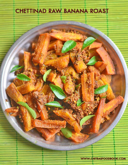 Chettinad Vazhakkai Varuval | Raw Banana Roast Recipe